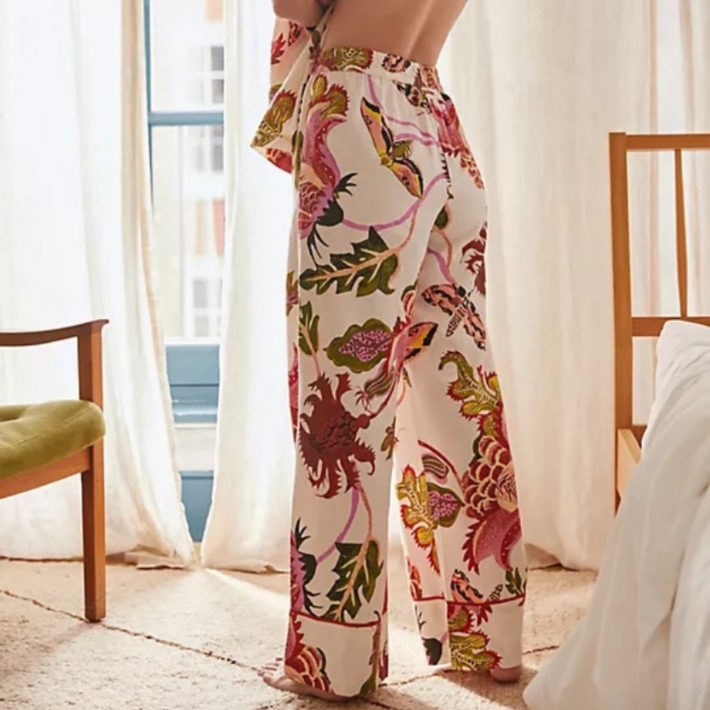Anthropologie Raphael Balme Floral Flannel Sleep Pants XL - Picture 3 of 4